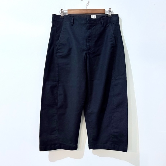 Anthropologie Maeve Navy Curved Ankle Cotton Barrel Chino Pants Pockets 10 - Picture 2 of 7